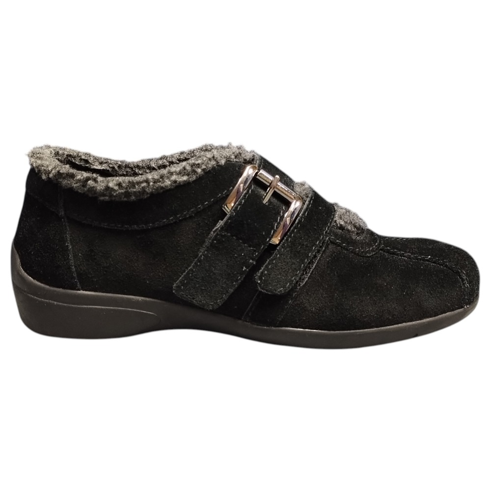 Easy Spirit Ivanbellas Casual Shoes Mens US 6M Black Faux Fur Lined Buckle Strap